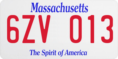 MA license plate 6ZV013
