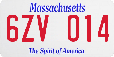 MA license plate 6ZV014