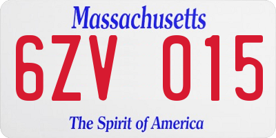 MA license plate 6ZV015