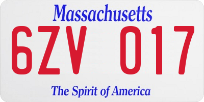 MA license plate 6ZV017