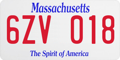 MA license plate 6ZV018