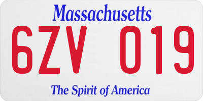 MA license plate 6ZV019