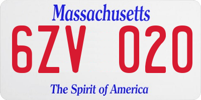 MA license plate 6ZV020