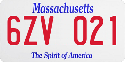 MA license plate 6ZV021