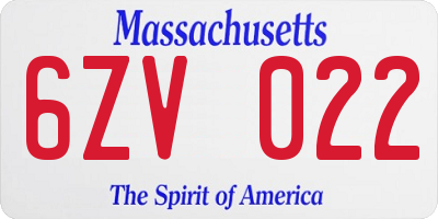 MA license plate 6ZV022