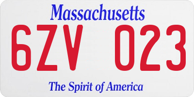 MA license plate 6ZV023
