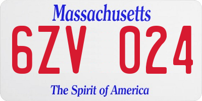 MA license plate 6ZV024
