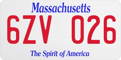 MA license plate 6ZV026