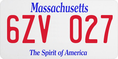 MA license plate 6ZV027