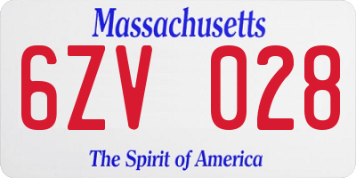 MA license plate 6ZV028