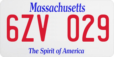 MA license plate 6ZV029