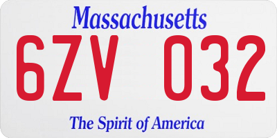 MA license plate 6ZV032