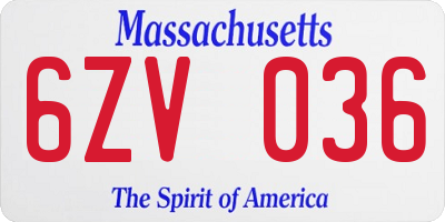 MA license plate 6ZV036