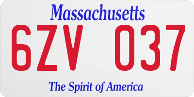MA license plate 6ZV037