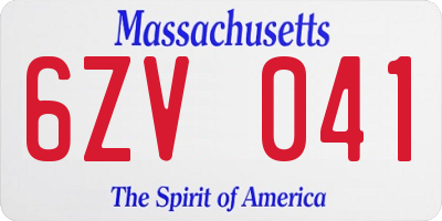 MA license plate 6ZV041