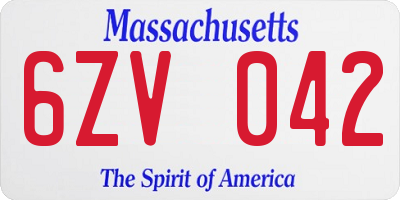 MA license plate 6ZV042