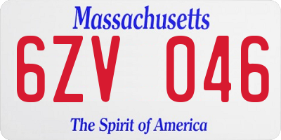 MA license plate 6ZV046