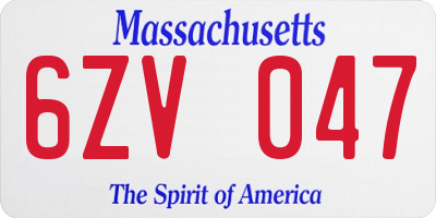 MA license plate 6ZV047