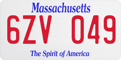 MA license plate 6ZV049