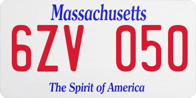 MA license plate 6ZV050
