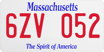 MA license plate 6ZV052