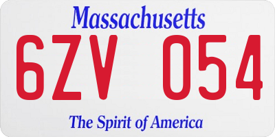 MA license plate 6ZV054