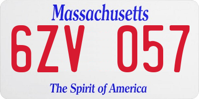 MA license plate 6ZV057