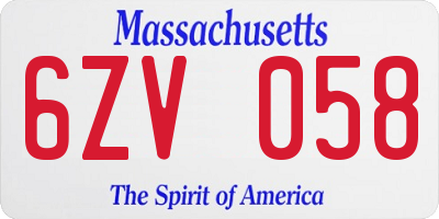 MA license plate 6ZV058