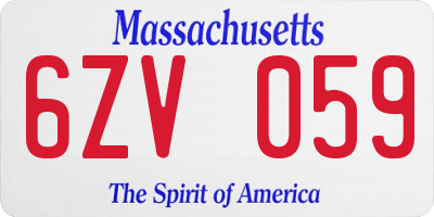 MA license plate 6ZV059
