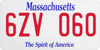 MA license plate 6ZV060