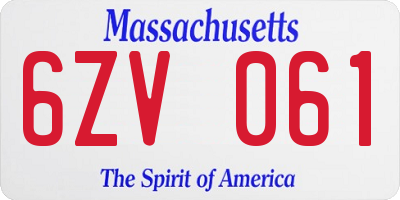MA license plate 6ZV061