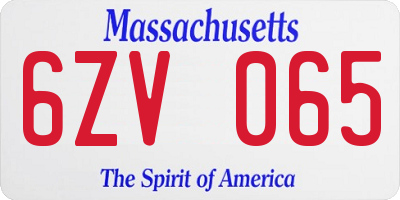 MA license plate 6ZV065