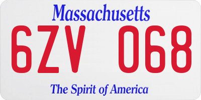 MA license plate 6ZV068