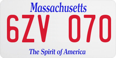 MA license plate 6ZV070