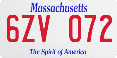 MA license plate 6ZV072