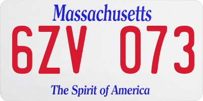 MA license plate 6ZV073