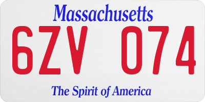 MA license plate 6ZV074