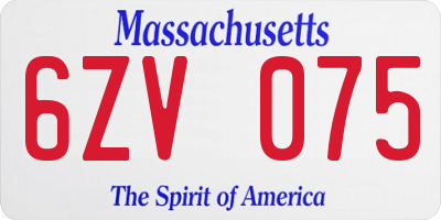 MA license plate 6ZV075