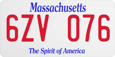 MA license plate 6ZV076