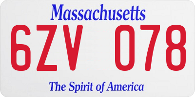 MA license plate 6ZV078