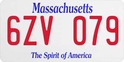 MA license plate 6ZV079