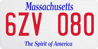 MA license plate 6ZV080