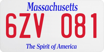 MA license plate 6ZV081