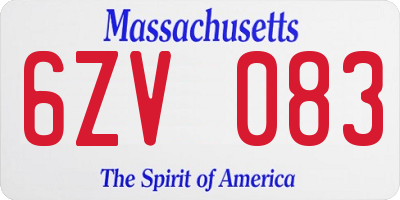 MA license plate 6ZV083