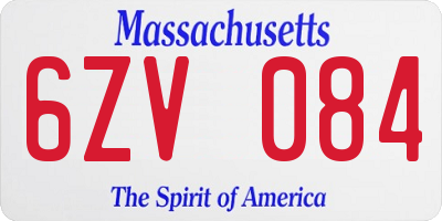 MA license plate 6ZV084