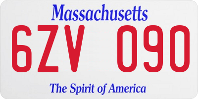MA license plate 6ZV090