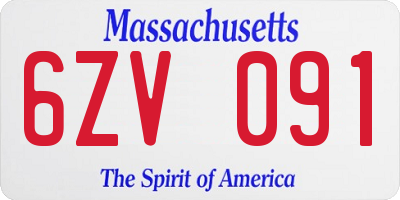 MA license plate 6ZV091