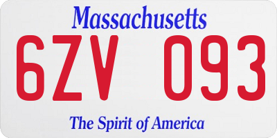 MA license plate 6ZV093