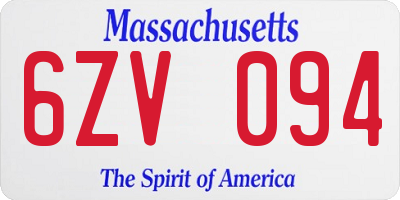 MA license plate 6ZV094