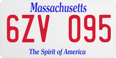 MA license plate 6ZV095
